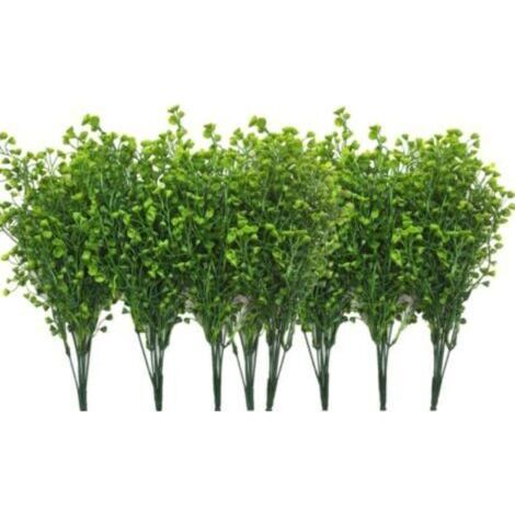 Lot de 8 buissons artificiels en plastique pour décoration de mariage, intérieur, extérieur, maison, jardin, balcon, cuisine, bureau, ameublement - Vert (1/4)