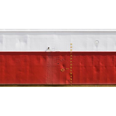 Papier peint panoramique rouge & blanc | Tapisserie panoramique cuisine style industriel | Papier peint panoramique moderne chambre - 250 x 500 cm (5 pièces) (1/2)