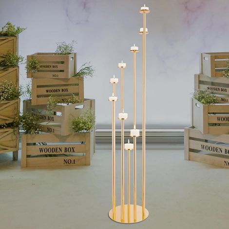 Bougeoir à 9 bras, chandelier au sol, chandelier à pied rond pour décoration de mariage, cérémonie festive (1/5)