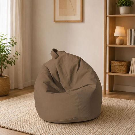 Dmora Pouf a sacco elegante, colore beige, Misure 80 x 120 x 80 cm, con imballo rinforzato (1/4)
