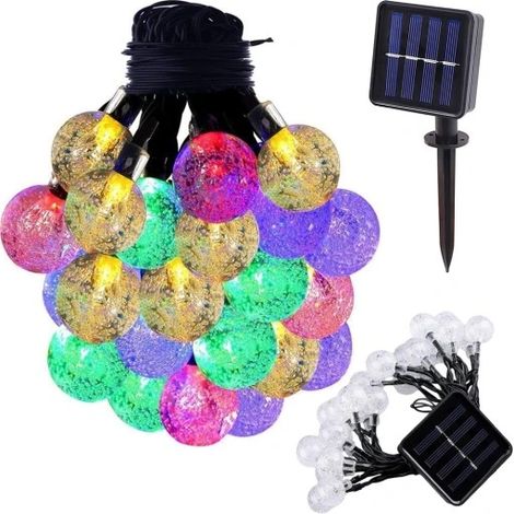 GHIRLANDA LUMINOSA DA GIARDINO, CATENA DI LUCI 20 LAMPADE SOLARI A LED MULTICOLORE