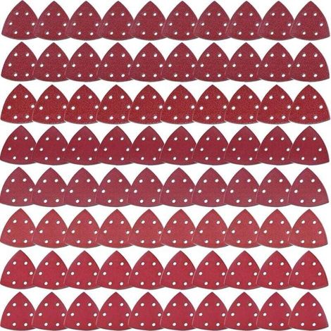 Ineasicer 80 Pièces Triangle Abrasif Grain 60/80/120/240 Papier Abrasif pour Ponçage et Polissage (1/4)