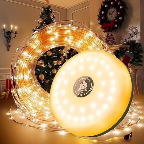Campinglampe Zeltlampe aufrollbare Lichterkette multifunktionale Außenbeleuchtung faltbare Lichterkette für Camping 10 Meter warmes Licht Licht (1/5)