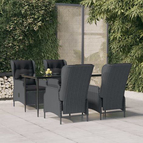 Ensemble Table et Chaises de Jardin 5 pcs - Ensemble Table à manger + 4 chaises Gris foncé Résine tressée BV375977 - BonneVie (1/5)