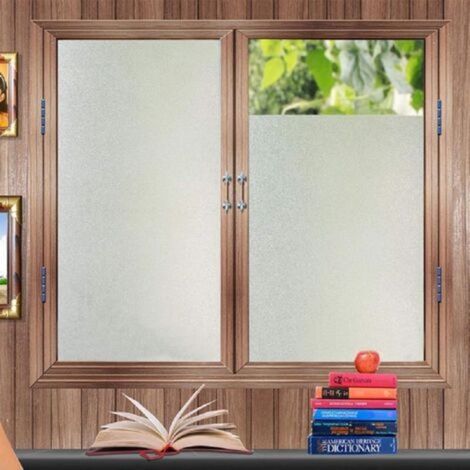 (45 cm x 2 m) Lámina para ventanas que proporciona privacidad, protección UV, lámina opaca, lámina esmerilada, lámina electrostática, efecto vidrio mate para oficina, hogar y baño - Crezuo