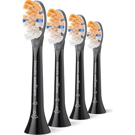Compatible avec la brosse à dents Philips Sonicare A3 Premium All-in-One - Têtes de brosse de rechange, noires, lot de 4, HX9094/88