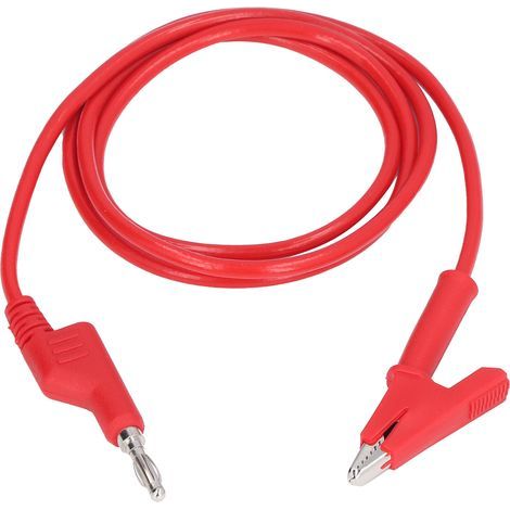 Prüfleitungen mit Krokodilklemmen, flexibles Bananensteckerkabel für elektrische Prüfungen J.70035-1 4 mm rot (1/5)