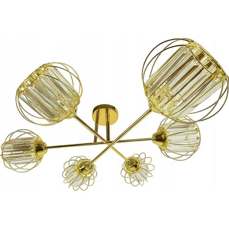 Lampadario a sospensione, lampadario da soffitto dorato moderno a LED con cristalli glamour