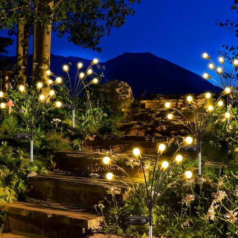 Lampes solaires d'extérieur « lucioles » sur piquet – Éclairage décoratif créatif à lumière chaude (10 têtes) pour le camping, les jardins, les cours et les occasions festives (1/3)