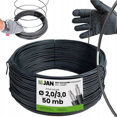 Fil de tension gainé pour vergers, OC PVC 3.0, pour grillage, 50 m, noir