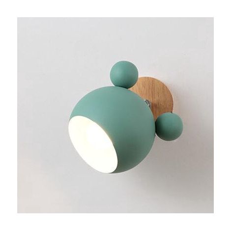 Applique murale créative pour chambre d'enfant (verte), tête de souris au design simple et original, lampe de chevet chaleureuse en forme de bûche de dessin animé pour chambre d'enfant (1/5)