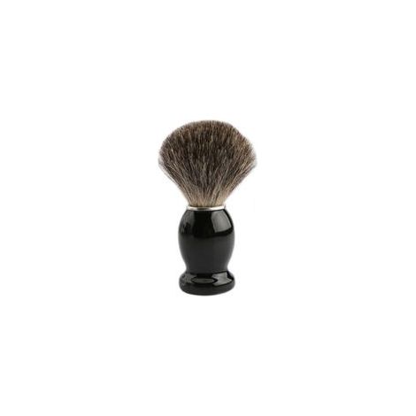 Brocha de afeitar. Brocha de afeitar de pelo de tejón auténtico. Brocha de pelo de tejón natural para un afeitado suave. Mango negro con detalles metálicos.