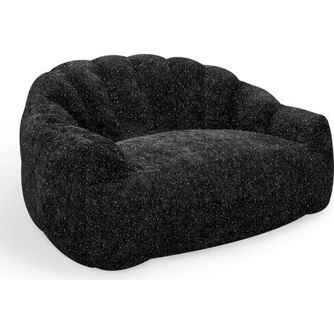 ELVMI Sillón Puff con Forma de Pata de Oso, Asiento Amplio Ergonómico de Líneas Fluidas, de Franela Negra (1/5)
