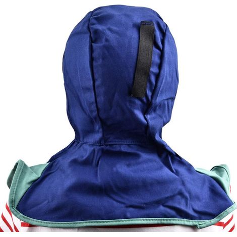 Cagoule de Protection de Soudage Ignifuge Visage Bleu Confortable Protection Complète pour Fonctionnement Mécanique Construction Navale Tissu Lavable Ignifuge 41 Cm (1/5)