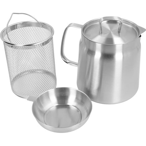 Pot de filtre à huile en acier inoxydable 304, grande capacité, poignée ergonomique, récipient à graisse pour la cuisine domestique, 1,5 l (1/5)