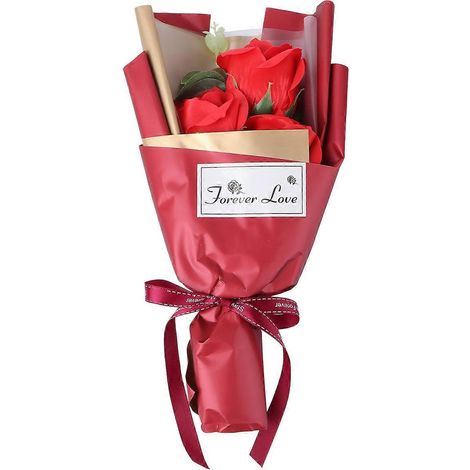 Coffret cadeau de 1 bouquet de roses artificielles en savon, rose simulée, cadeau de Saint-Valentin-27X15CM-Red (1/3)