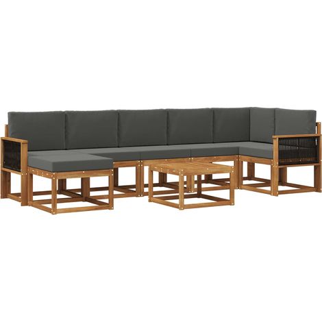 Set di divani da esterno 8 pz 7-Posti Naturale e Antracite vidaXL (1/5)