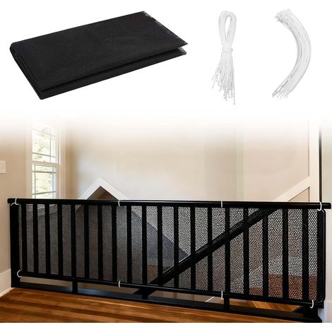 2M Barrière de Sécurité Enfant Filet Protection Escalier Filet Garde Corps Protection Balcon Barriere de securite Enfant escalier pour Barriere et Balustrade Pours Enfants Sécurité Maison (Noir) (1/5)
