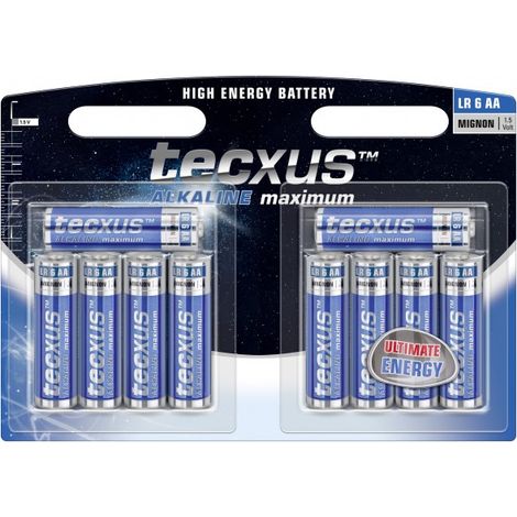 LR6/AA (Mignon) Pile, 10 dans l’emballage blister, Batterie alcaline au manganèse, 1,5 V.
