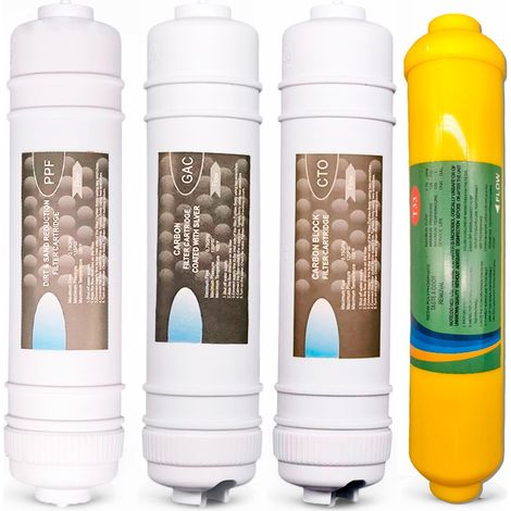 Komplettes Inline Universal RO Filter-Set PP+GAC+CTO+Nachfilter 1/4" Schnellanschluss