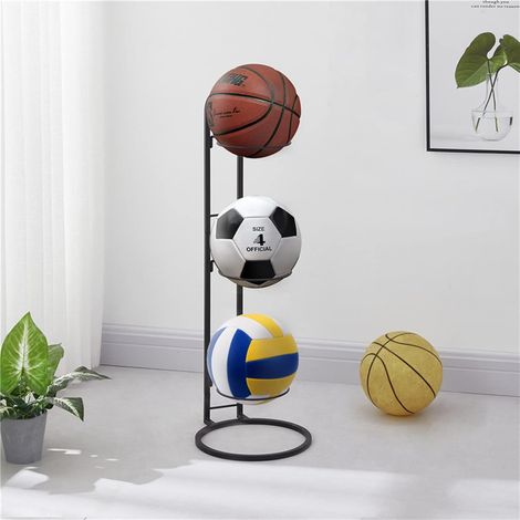 Porte Ballon Basket,Organiseur de Basket-Ball 3 Piles Support de Rangement,Rangement De Matériel De Sport pour Garage,Organisateur D'équipement De Sport,Support De Rangement pour Ballon (1/5)