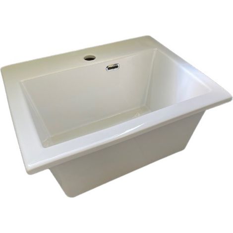 Lavatoio sospeso in ceramica 50x40 sospeso senza strizzatoio tutta vasca