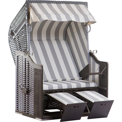 deVries Profi Ostsee POEL Strandkorb Gartenstrandkorb Des. 989 grau 124x87x159 cm