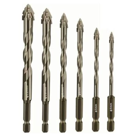 Punta da trapano eccentrica a quattro scanalature e denti a sega, punta da trapano in metallo duro, set di punte da trapano multi-misura per legno e metallo (4/5/6/8/10/12 mm)