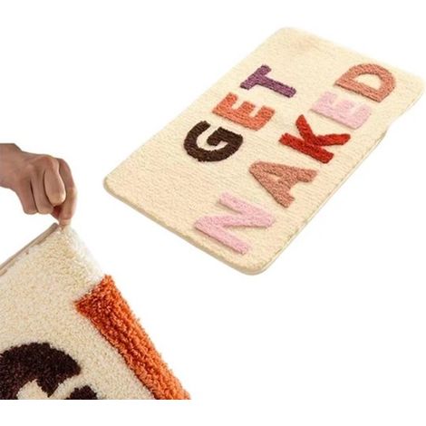 Tapis de bain antidérapant - 50 x 80 cm - Beige - Tapis de bain absorbant - Lavable à 60 °C (1/5)