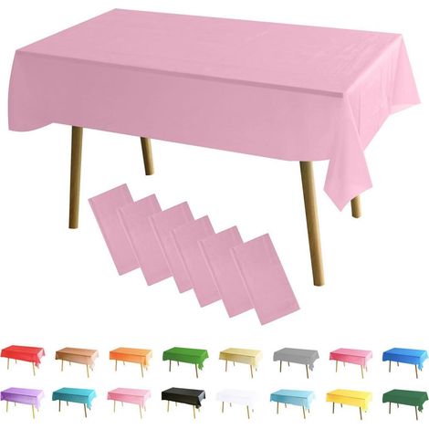 Abwaschbare Tischdecke 6er Set, Hellrosa, 137x274cm, PEVA, Wasserdicht