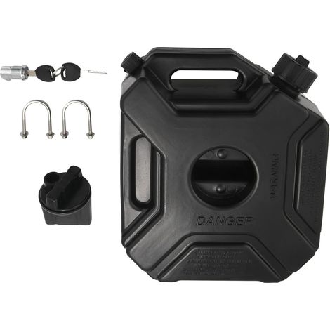 Jerry Can Fuel Tank 5L Black with Lock and Key for Car Motorcycle (1/5)
