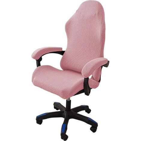 4-teiliges Bürostuhlbezug-Set mit Armlehnen, Gaming-Stuhlbezüge, waschbarer Bürostuhlbezug, rutschfest, geeignet für Gaming-Stühle, Computerstühle, Drehstühle (Pink) (1/5)