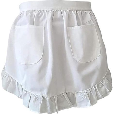 Inovra Plus,Delantales de mujer,delantal de sirvienta vintage con volantes,Blanco,Delantales de cocina para mujer,Disfraz sexy para mujer (1/5)