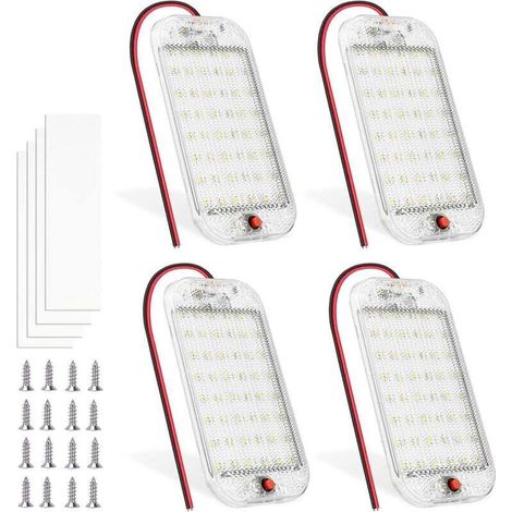 48 LED-Innenbeleuchtungseinheiten, ultraheller weißer LED-Streifen, DC12V-85V, 800 Lumen, mit Schalter, universelle LED-Deckenleuchte, geeignet für Camping, LKWs/Boote/Transporter/