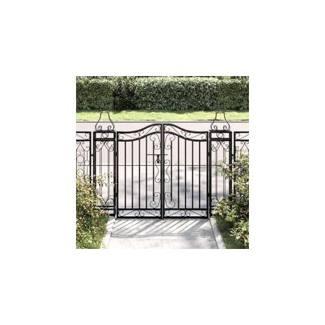 Portail de jardin noir 121x8x100 fer forgé (1/5)