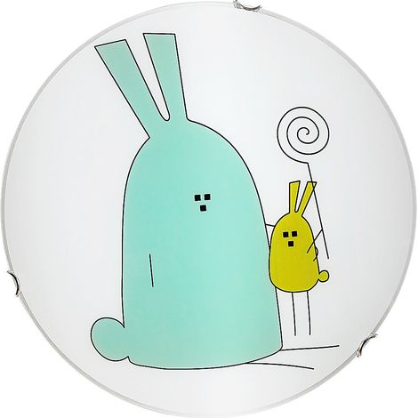 Applique bimbi rotonda 40cm vetro con conigli E27 Rabalux (1/3)