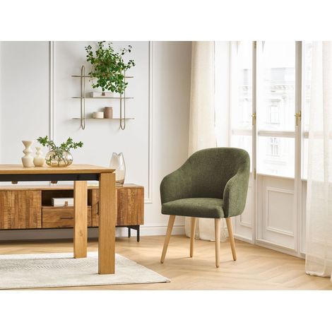BOBOCHIC - Chaise SOPHIE tissu texturé et pieds scandinaves bois Vert (1/5)