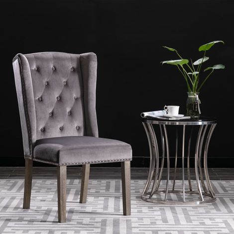 Maison Exclusive - Esszimmerstühle 2 Stk. Grau Samt