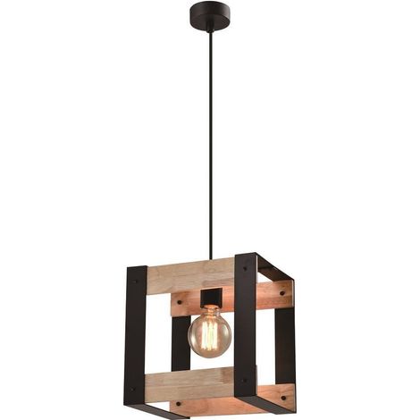 Suspension Candellux Varna E27 40W bois noir 100cm (1/5)