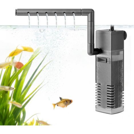Mini Filtre Aquarium Interne 4W 300L/H pour Aquarium de 10-75L, Pompe Filtration Silencieuse avec Système d'Aération, Débit Réglable pour Poissons et Crevettes (1/5)