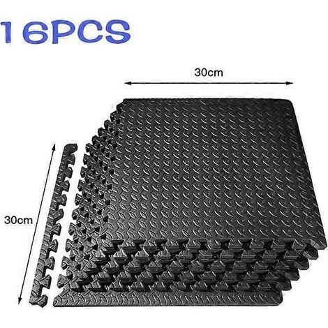Tapis de sol puzzle ProsourceFit 1,25 cm, dalles de sol en mousse EVA emboîtables pour salle de sport à domicile, tapis pour appareils de musculation, tapis de sol pour enfants, noir (1/5)