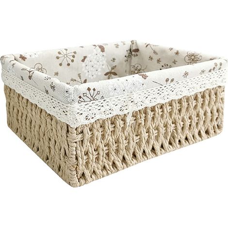Paniers de rangement tressés à la main, paniers en osier, utilisés pour organiser les étagères, boîtes de rangement décoratives tressées pour la maison, beige.