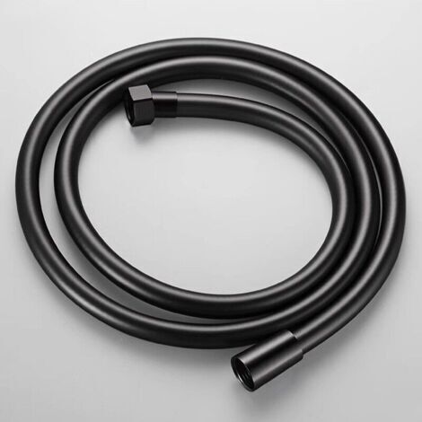 VURAHOME - Tuyau de douche flexible en PVC noir de 1.5m, pour pomme de douche à main de salle de bain,de (1/5)
