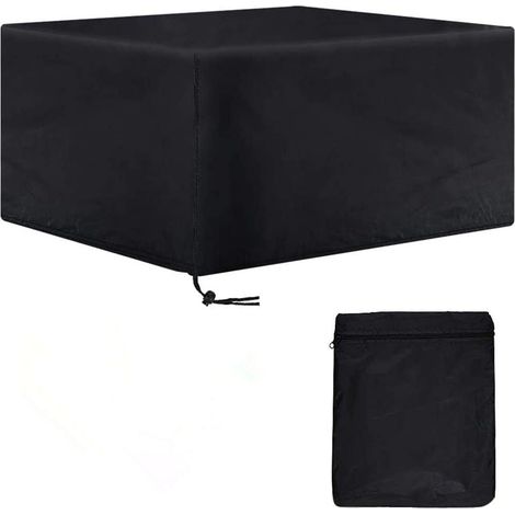 Housse de protection en tissu Oxford 420D pour mobilier de jardin avec cordon de serrage et clips de fixation pour ensembles de table de jardin rectangulaires - Imperméable et résistante à la pluie -