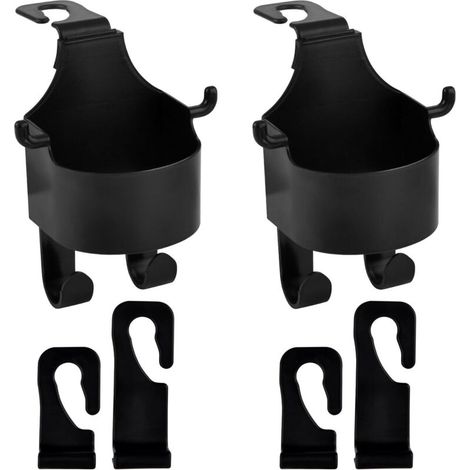 Set mit 2 Autositz-Rückenlehnenhaken, Auto-Kopfstützenhaken, 2-in-1 Kopfstützenhaken-Getränkehalter, Autositz-Getränkehalter für Wasserflasche, Tasche und Handy (1/4)