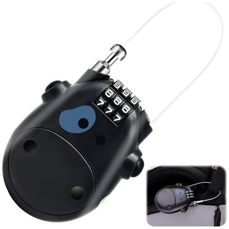 Câble antivol à code – Mini cadenas pour vélo enfant, trottinette électrique, casque et bagages – Antivol léger à câble rétractable pour e-scooter, vélo et roller avec combinaison chiffrée (1/5)