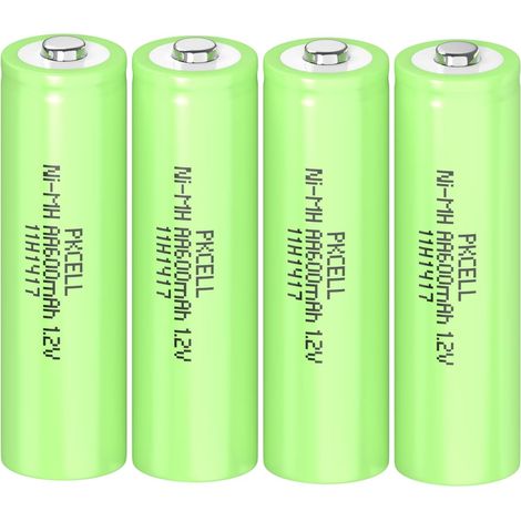 Piles rechargeables AA NIMH 1,2V 600mAh pour lampes solaires, jouets, 4 pièces (1/5)