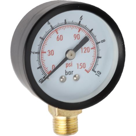 Manomètre vertical pour la surveillance et la mesure de la pression des liquides : 0 à 10 bar (0 à 150 psi), raccord G1/4 po (1/5)