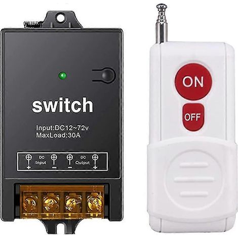 Interrupteur de commande à distance sans fil, 12 V CC/24 V/48 V/72 V, interrupteurs d'éclairage à télécommande RF pour systèmes de sécurité de pompes, portes, rideaux, portails, barrières, etc. avec 1 (1/5)