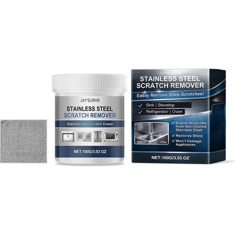 1 pièceCrème pour éliminer les rayures profondes sur l'acier inoxydable - Redonne de l'éclat et élimine efficacement les rayures des ustensiles de cuisine et des appareils électroménagers (1/5)